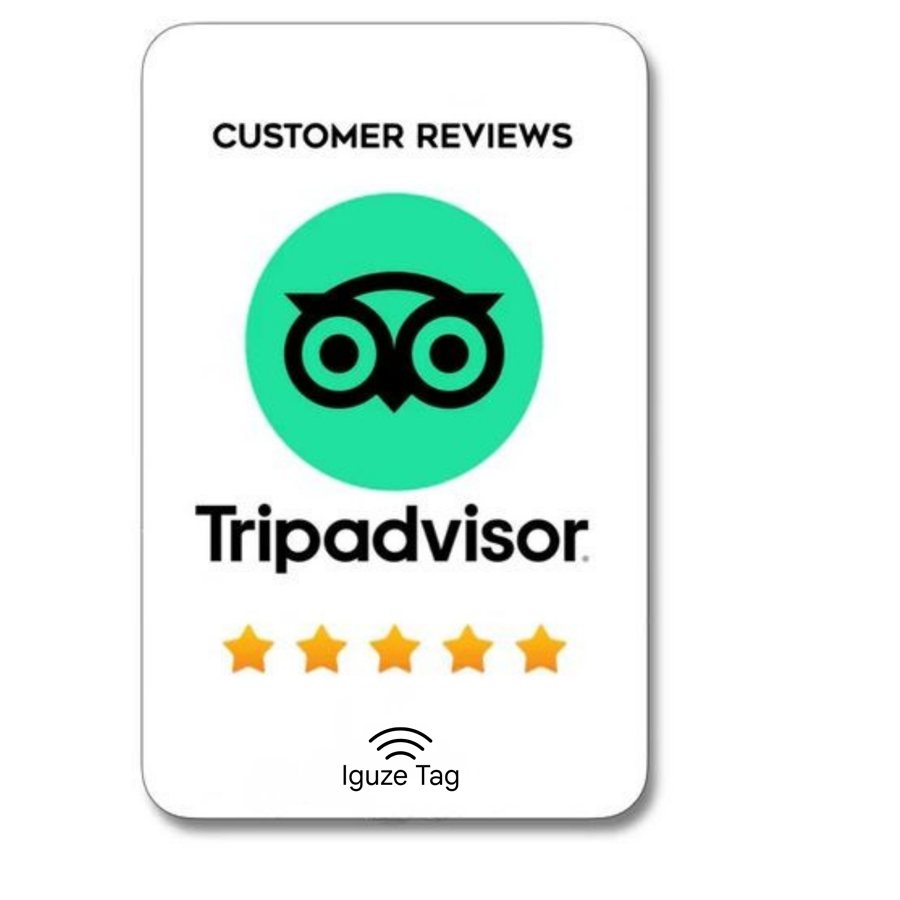 Iguze Tag NFC card set to open a TripAdvisor review page